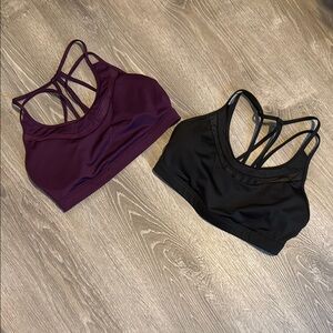 Women's Strappy Sports Bra Set - Purple and Black